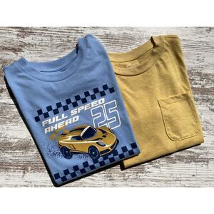 Boy's short sleeve t-shirts 2 pack sz 10 Wonder Nation blue/yellow car new